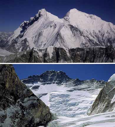
Top: Lhotse East face And Everest East Face from Makalu, Bottom: Lhotse West Face - 8000 Metri Di Vita, 8000 Metres To Live For book
